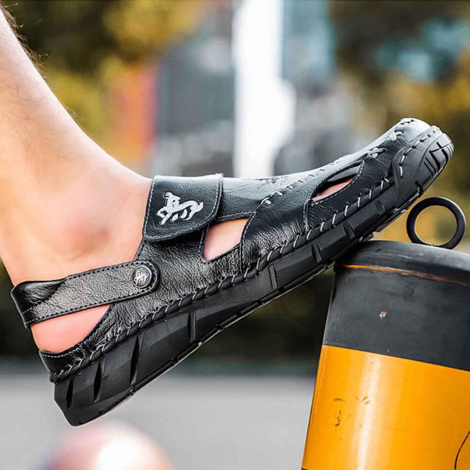 Genérico Sandalias Hombre Cerradas,Sandalias Transpirables Sin Cordones Para Hombre Para Caminar De Forma Informal En La Playa CóModas Ligeras Y Planas Calzado De Verano Para Exteriores