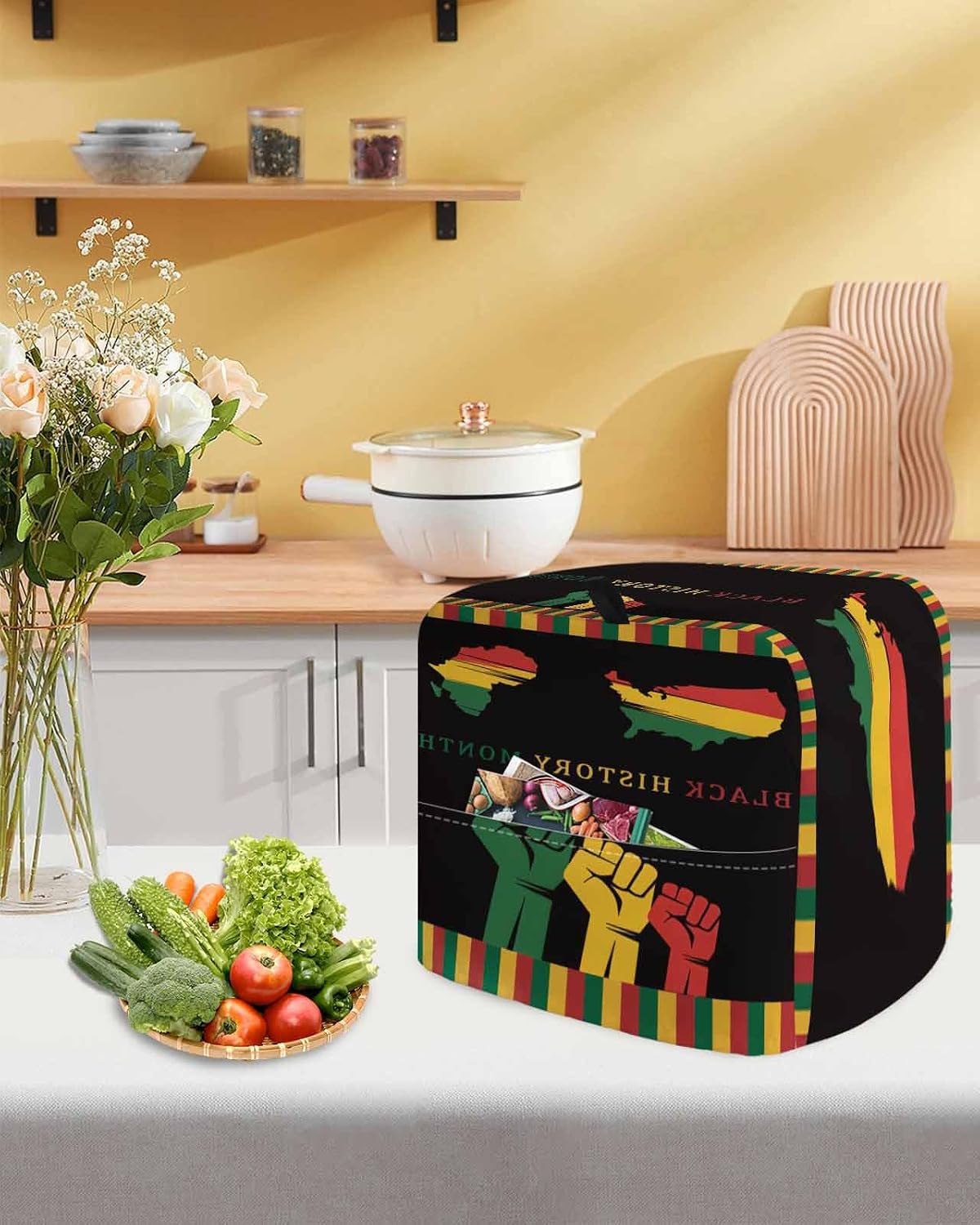 Black History Month Stand Mixer Cover with Storage Pocket, Waterproof Kitchen Mixer Covers, African American Juneteenth Kitchen Appliance Dust Cover Compatible with 5-8 Quart Mixers