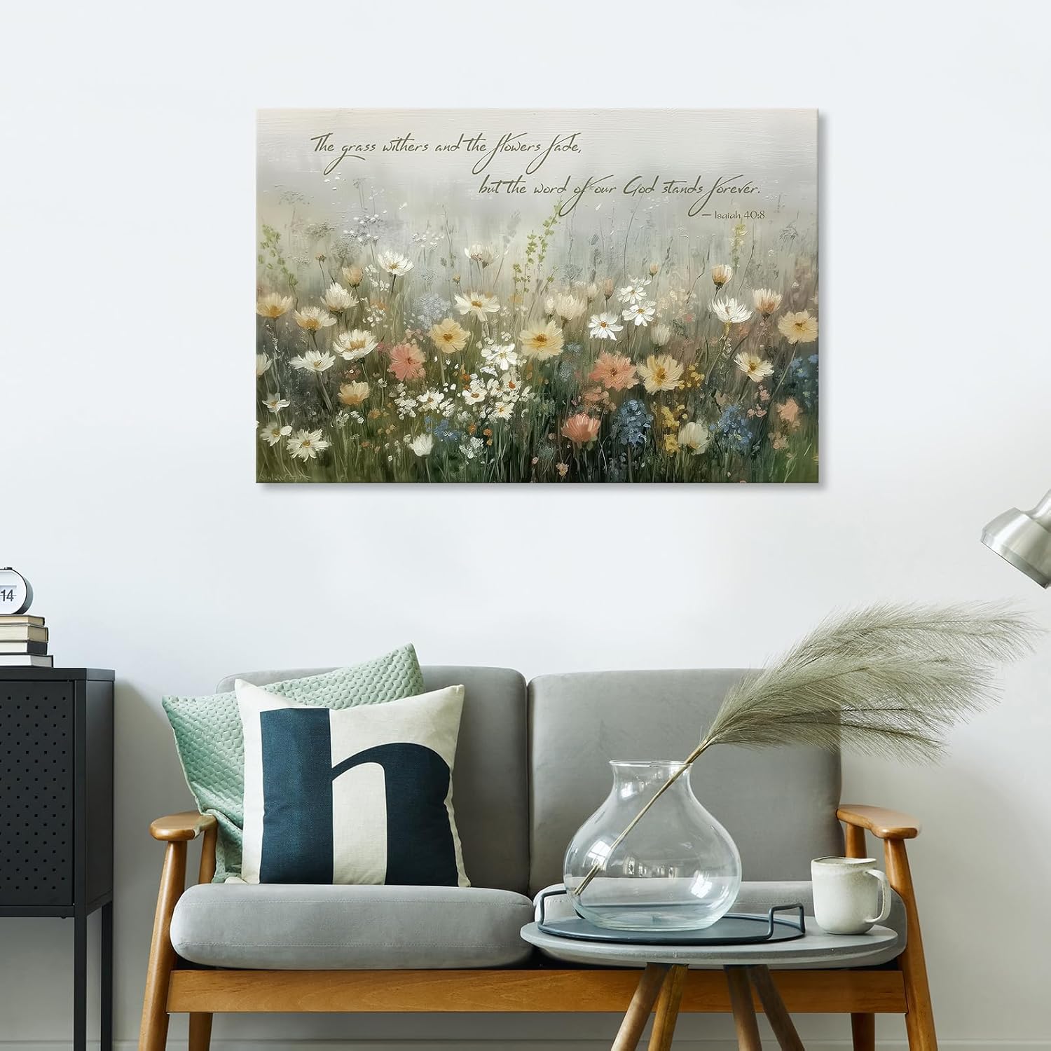 Christian Floral Canvas Prints Scripture Flower Wall Decor Pictures Vintage Bible Verse Poster Artwork Religious Beliefs Nature Wildflowers Painting for Living Room Bedroom Church Decoration 20 x 30in