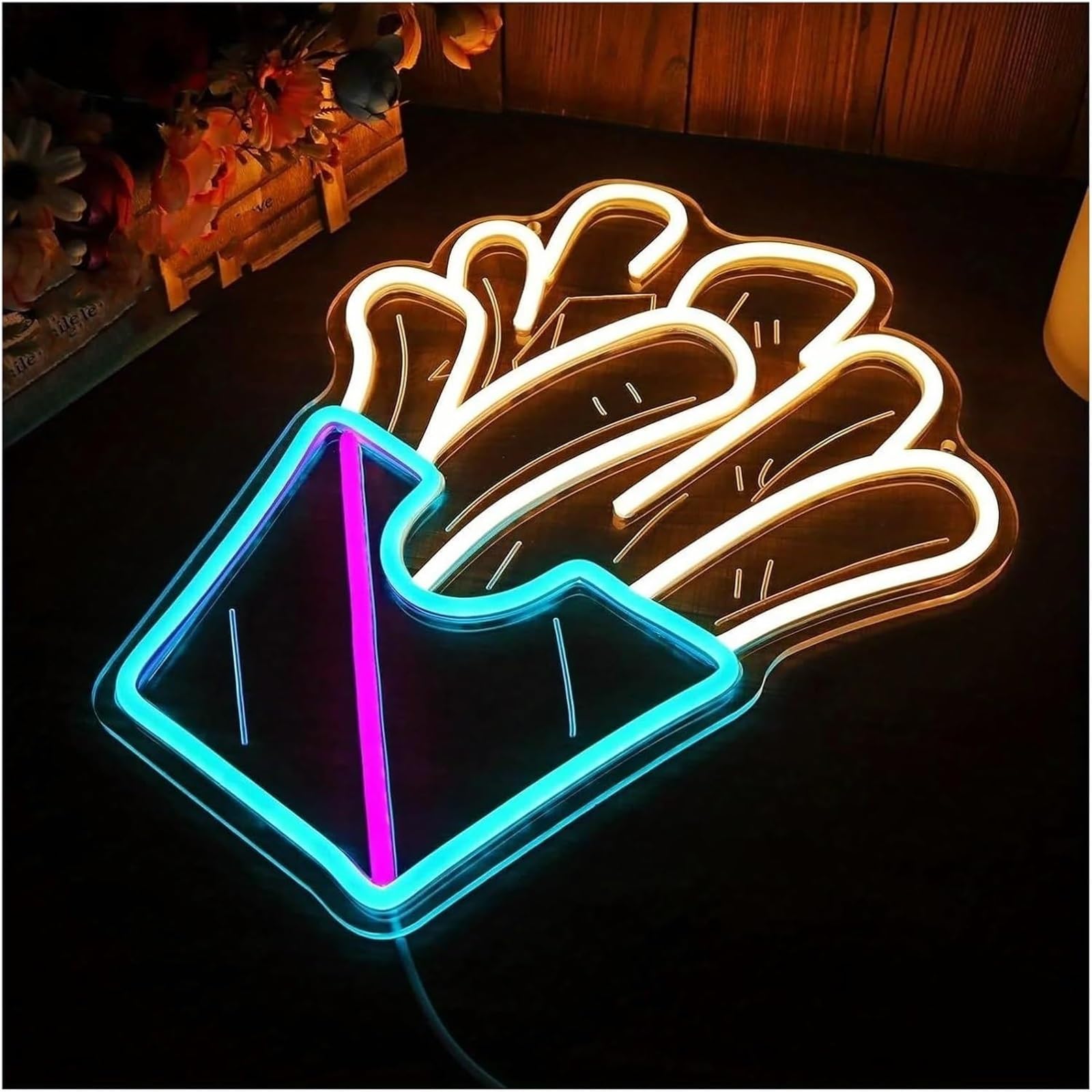 Lampada al neon Per insegne al neon, decorazioni murali con patatine fritte per cinema, fast food, 40x33 cm