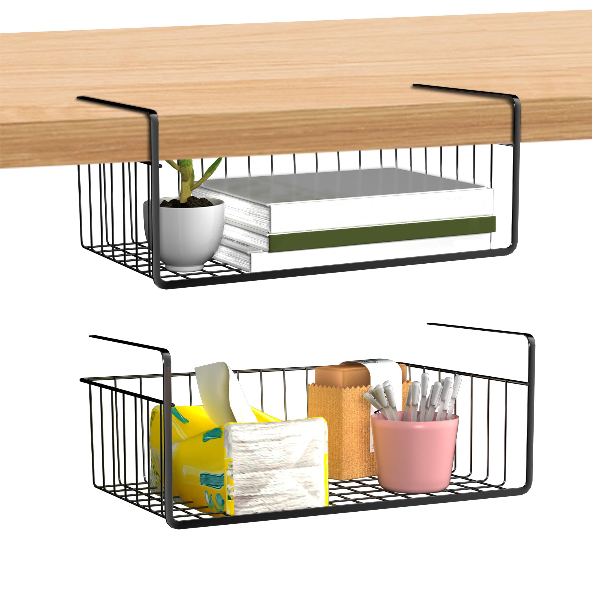 ACXIN Cesti sospesi in metallo 2 pezzi – Antiruggine & stabile fino a 5 kg – Cesti per armadi da appendere per mensole fino a 5 cm – Conservazione per cucina, bagno, armadio, ufficio, dispensa