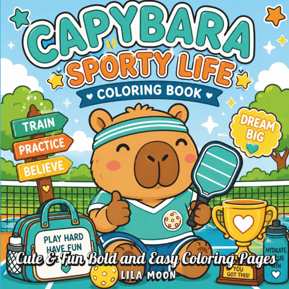 Capybara Sporty Life Coloring Book: Cute & Fun Bold and Easy Coloring Pages
