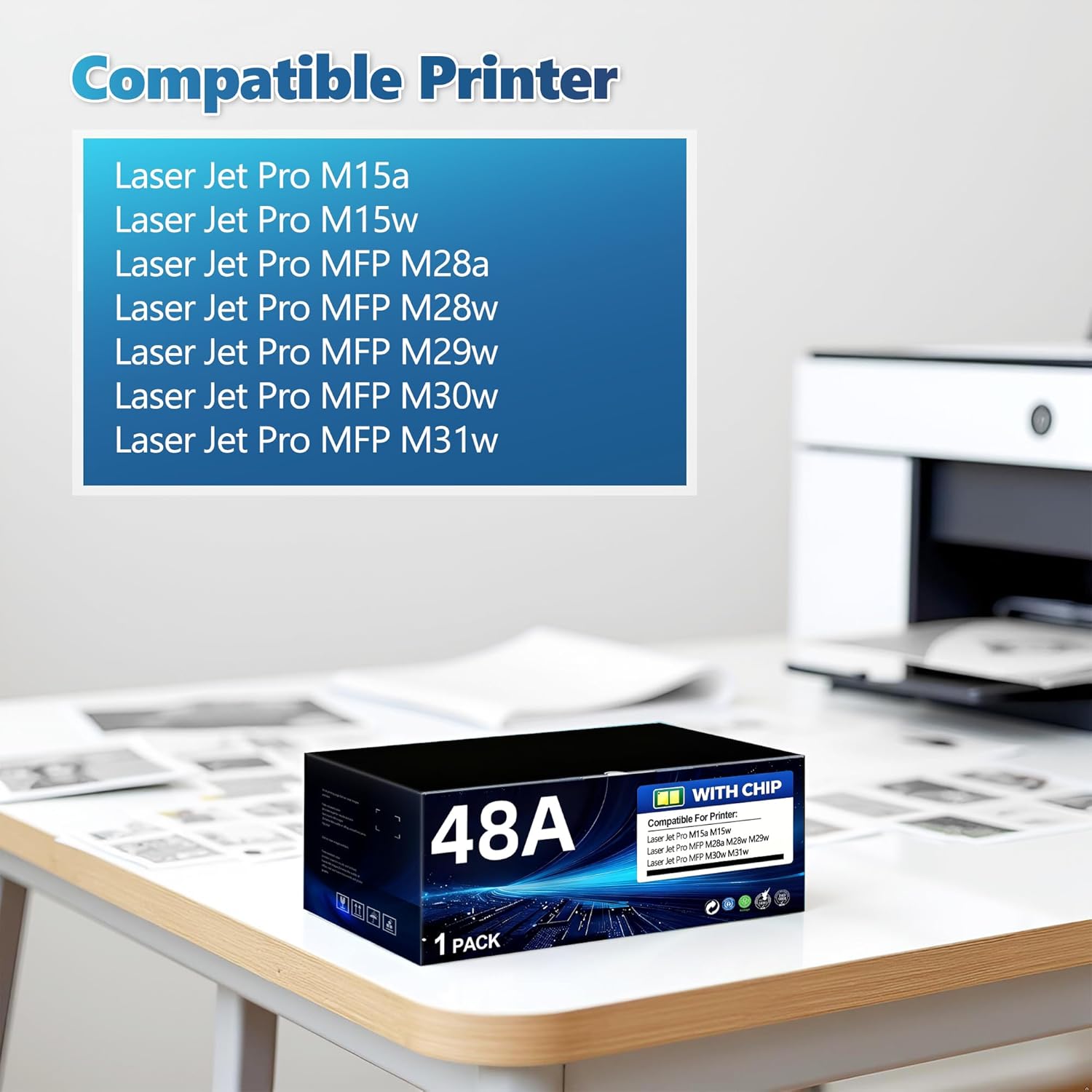 48A CF248A Toner Cartridge 1 Pack - Replacement for HP 48A Black for Pro M15w M15a M16w M16a M28w M28a M29w M29a M30w M31w Printer