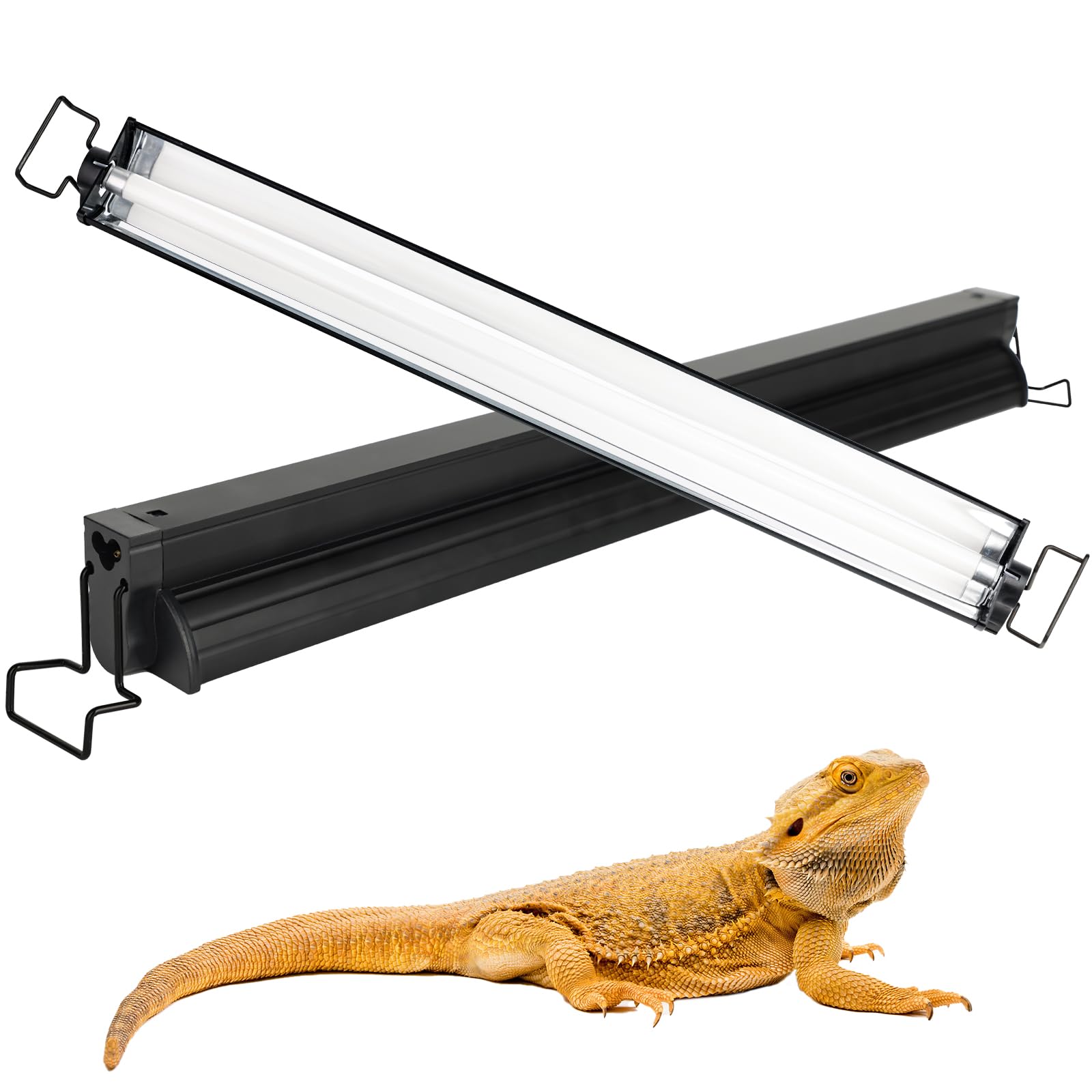 T5 UVB Reptile Lighting Combo Kit, UVA UVB Reptiles Light Fixture and UVB 10.0 Lamp for Terrarium Hood for Turtle Lizard Bearded Dragon Gecko 24W