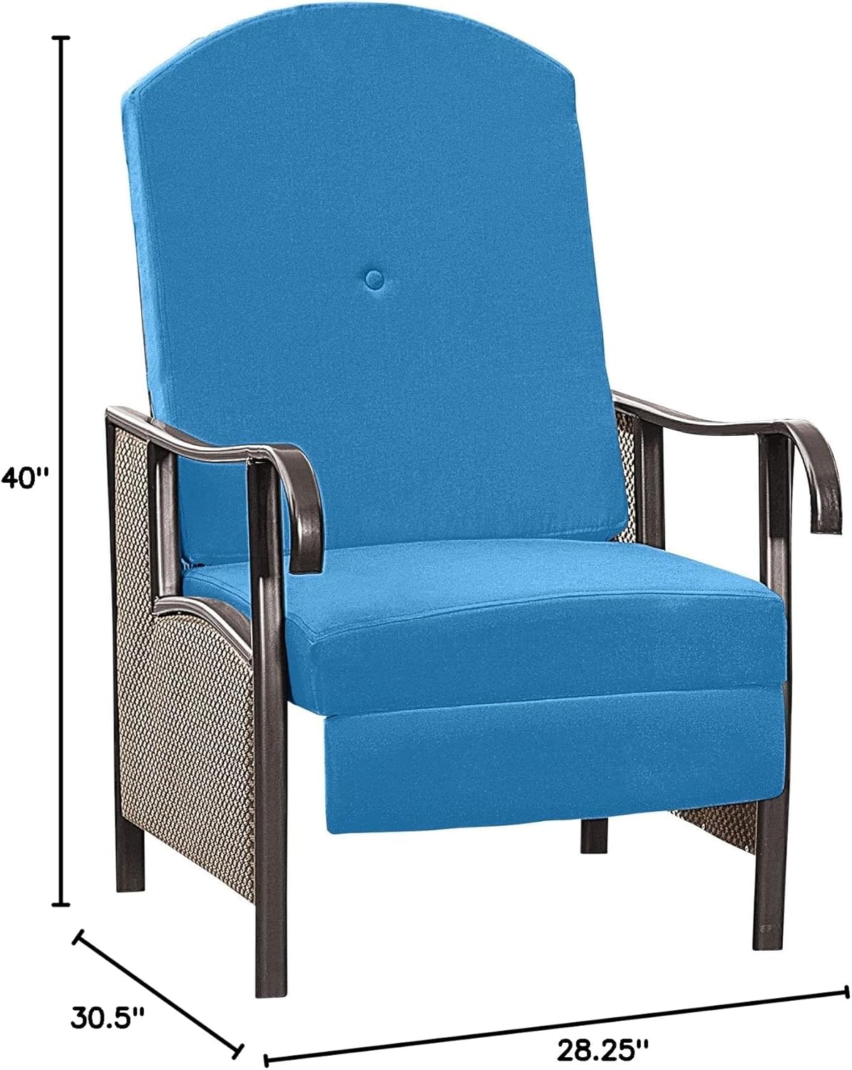 BrylaneHome Outdoor Preminum Steel Frame Oversized 350LB Weight Capacity Recliner Chair Wide Seat Patio Yard Garden - Pool