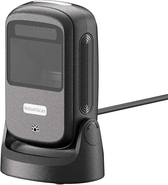 NetumScan USB Wired Desktop 1D 2D QR Barcode Scanner Hands-Free Omni-directional Barcode Reader Compatible with PC Windows/Mac/Linux for Supermarket Warehouse Retail Store Bookstore POS System CN-40