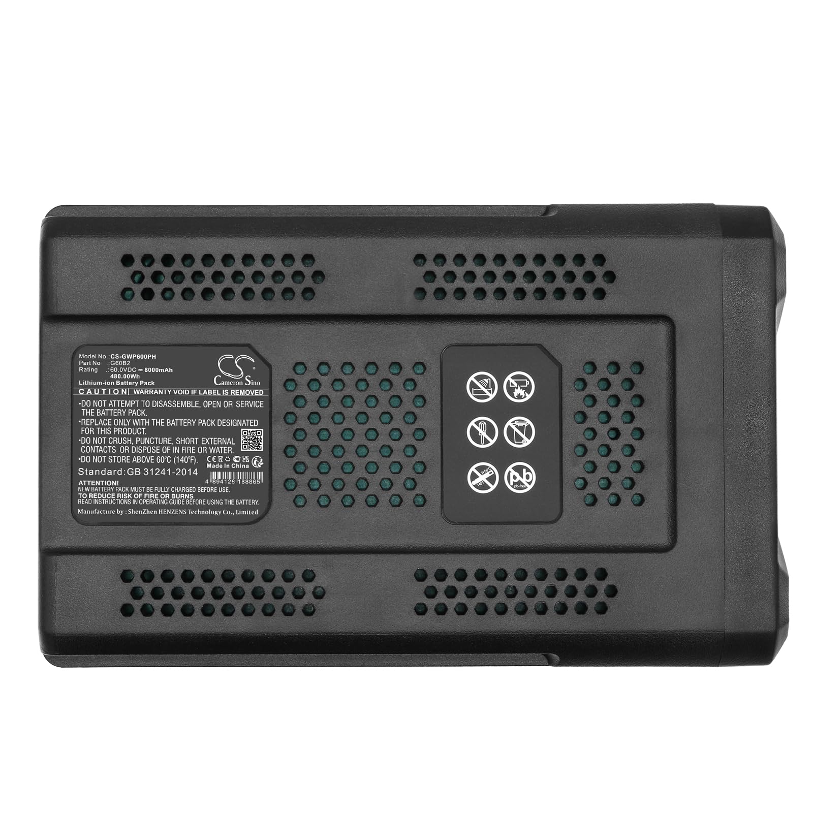 Cameron Sino - Batería de repuesto para Greenworks GD60AB, GD60LT, Pro 60V Brushless Leaf Blower, Pro GD60AB, Pro GD60LM46HP, Pro GD60LT, Pro GD60PS, Pro GDC60 PN:Greenworks 2918307, G60B2, G60B2, G60