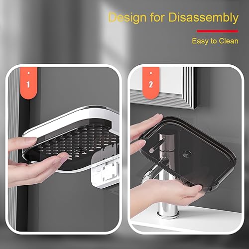 Miniatura 5 de Jabonera de doble capa, soporte para jabón de ducha con bandeja de drenaje, instalación montada en la pared horizontal y vertical, mejor para ducha,