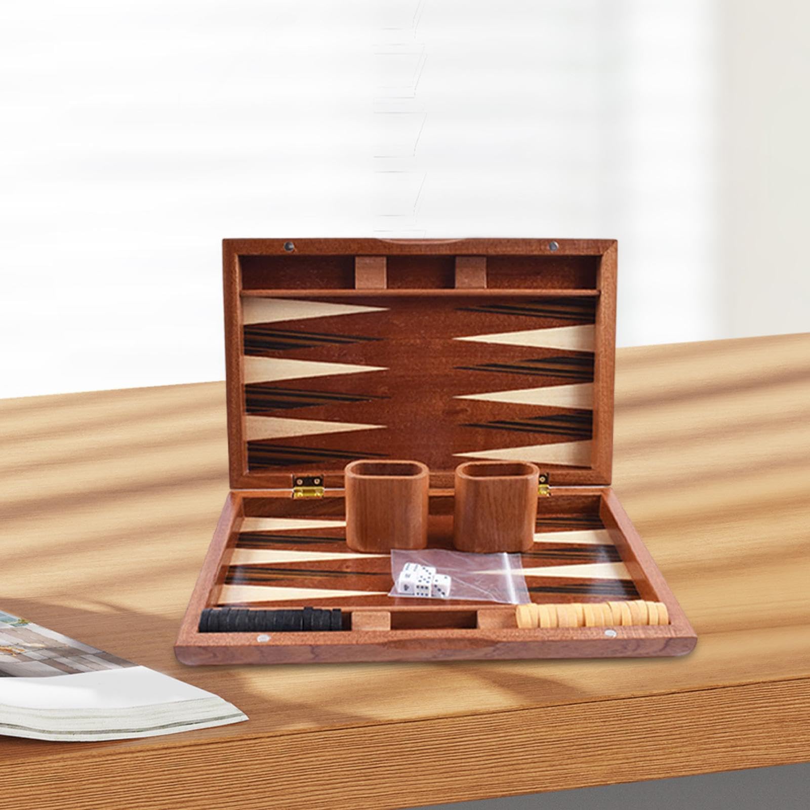 Backgammon Juego Tablero de Madera Portátil Plegable Educativo Decorativo Y para Adultos Y Niños Adecuado para Reuniones Familiares Regalo, Style a