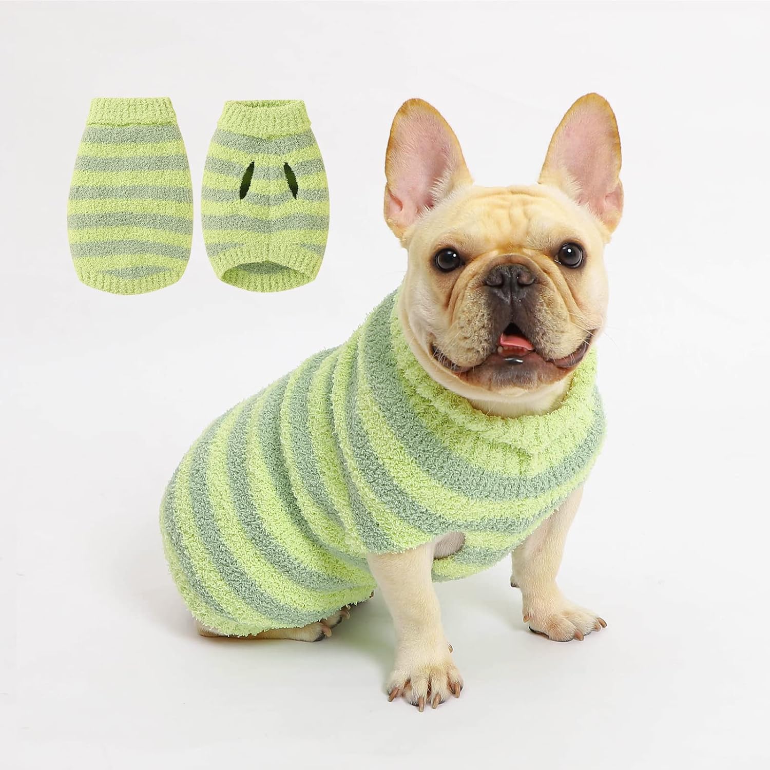Fyzeg Dog Sweater Warm Striped Puppy Sweaters-Soft Vest Fall Winter Pet Cat Clothes, Dog Sweaters for Small Medium Dogs (Green, X-Large)