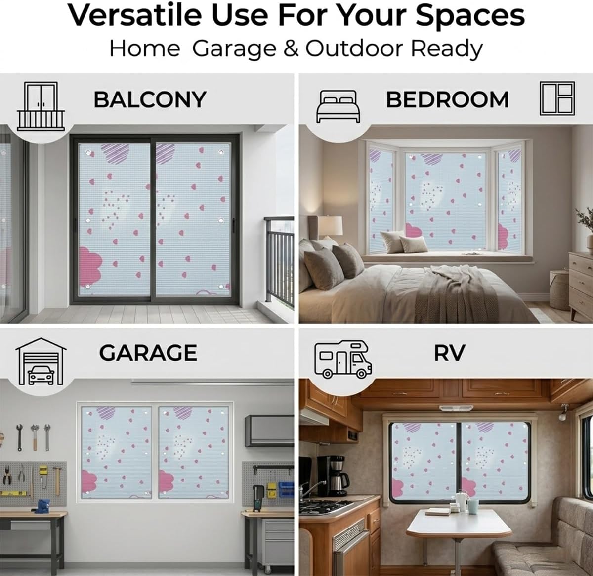 Decorative Patterned Double Sided Aluminum Foil Window Film, Heat Reflective Thermal Insulation Total Blackout Privacy Cover, Anti UV Sun Blocking Control for Home Glass RV 24" 28" 31" 35"