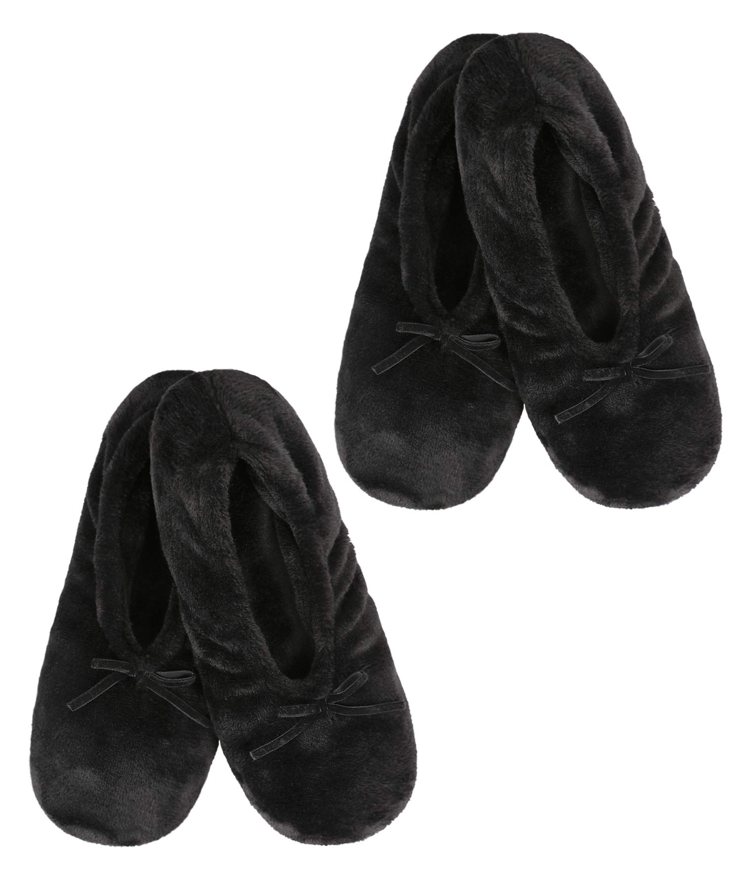 Panda Bros 2 Pairs Women's Ballerina House Slippers, Anti-Skid Comfy Warm Ballet Style Slippers