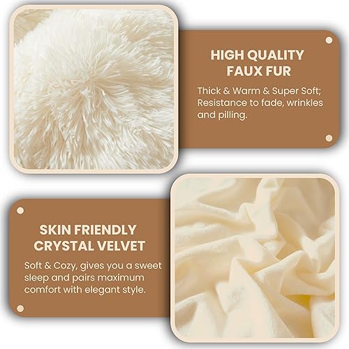 Miniatura 5 de MEGO Juego de funda de edredón de piel sintética peluda de lujo, ultrasuave de 3 piezas, juego de ropa de cama mullida tamaño King, juego de funda