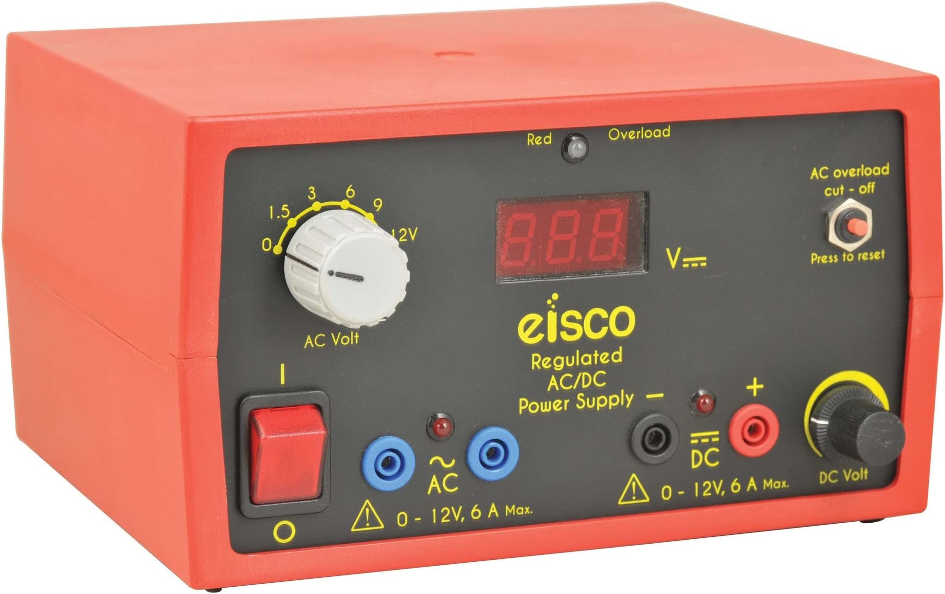 EISCO Low Voltage AC/DC Power Supply - Simultaneous Dual Output 12V/6A Max Combined Load- Eisco Labs