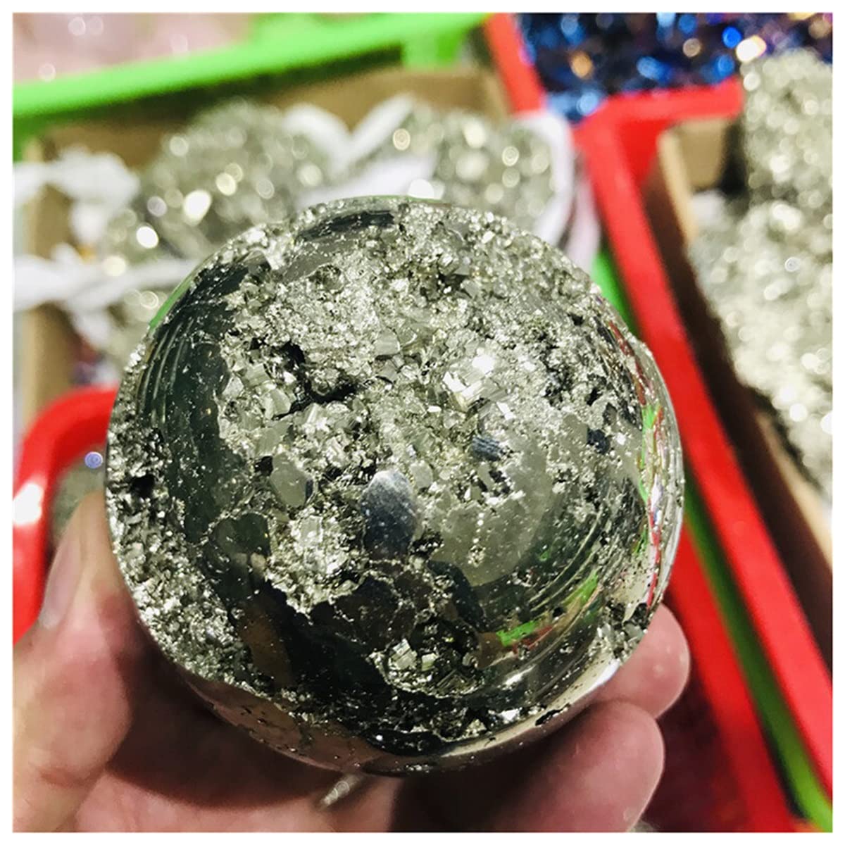 Pirita natural decorativa para salón bola mineral 550g