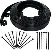 Quibbay 2x50FT No Dig Plastic Landscape Edging with 75 Spikes - Flexible Garden Border for Flower Beds, Pathways & Lawns, Black