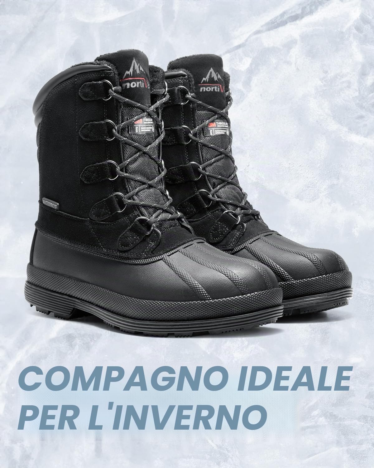 NORTIV 8 Stivali Neve Uomo Impermeabili | La soletta traspirante e la pelle scamosciata impermeabile offrono comfort e protezione fino a -25F