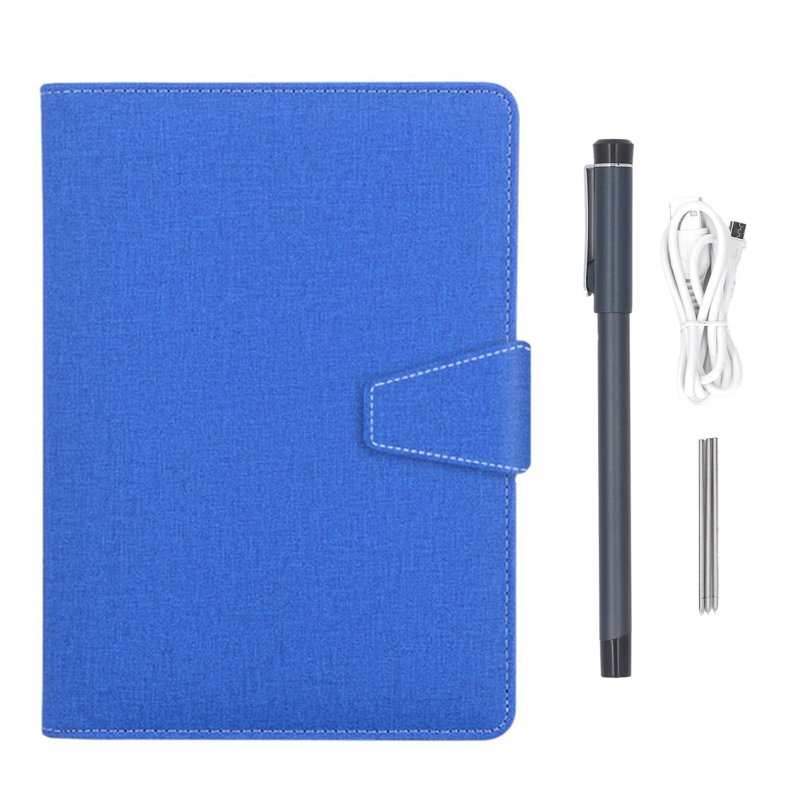 Goshyda Zestaw do Pisania na Notes Smartpen Bluetooth 5.0 z funkcją Odtwarzania i Udostępniania do Pracy i Nauki, Kolor Czarny (Wzór lnu w kolorze niebieskim)