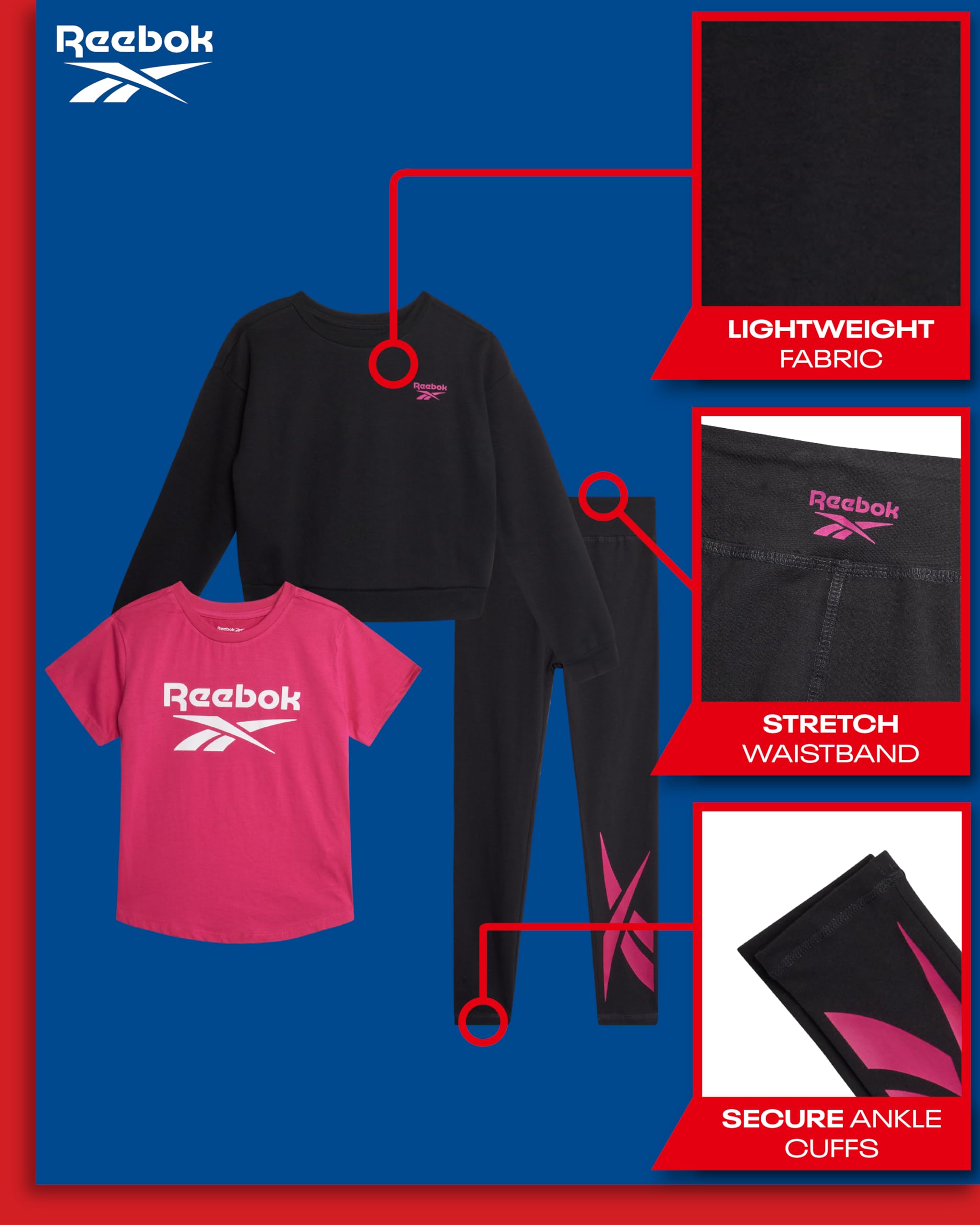 Reebok Mädchen G Legging Set 3pcs-r Casual (3er Pack)