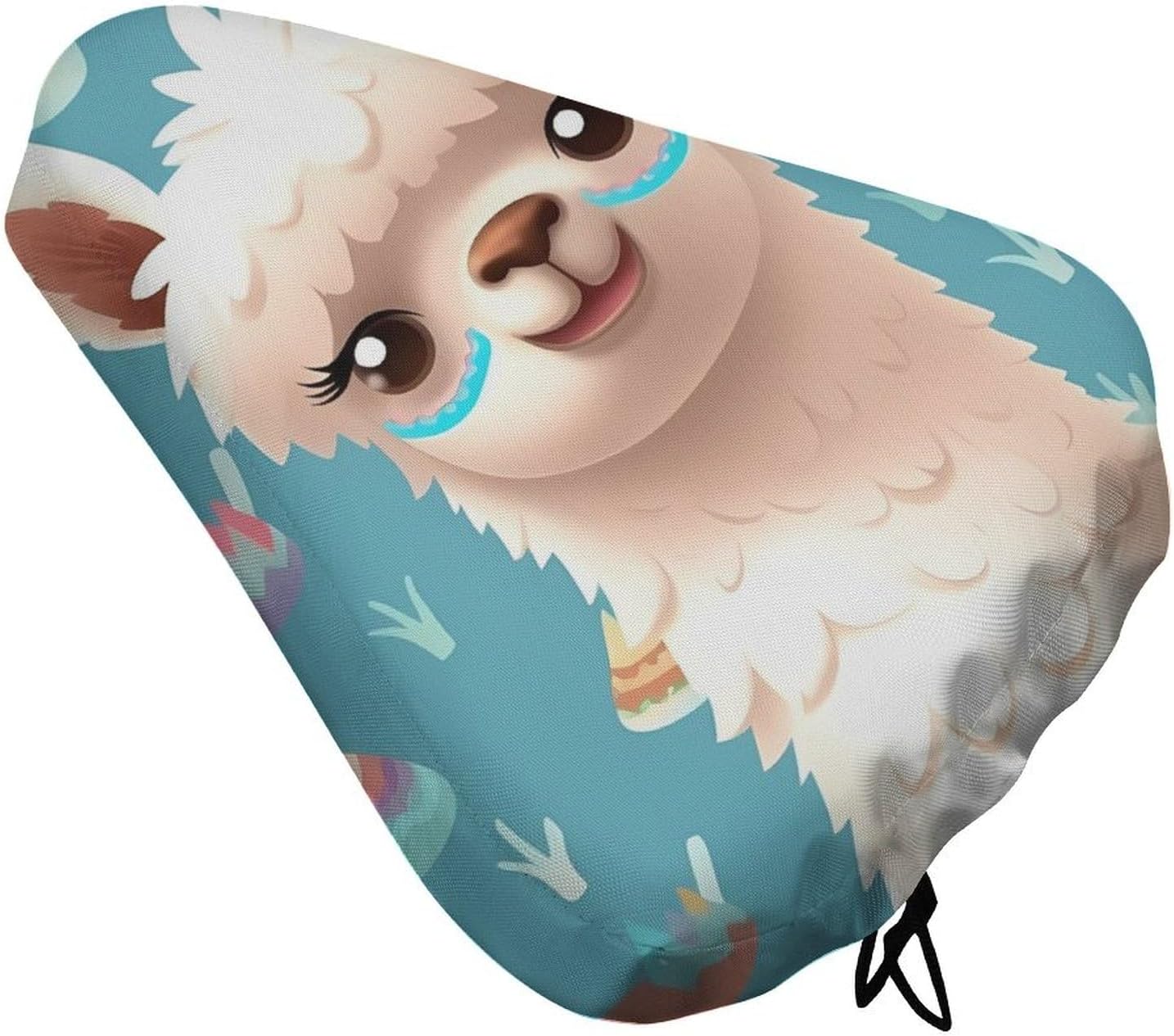 Alpaca Patterm Bike Seat Cover Water-Repellent Exercise Bike Seat Cushion Bicycle Saddle Cover with Drawstring Rain Snow Dust Covers for City Mountain Road Biking