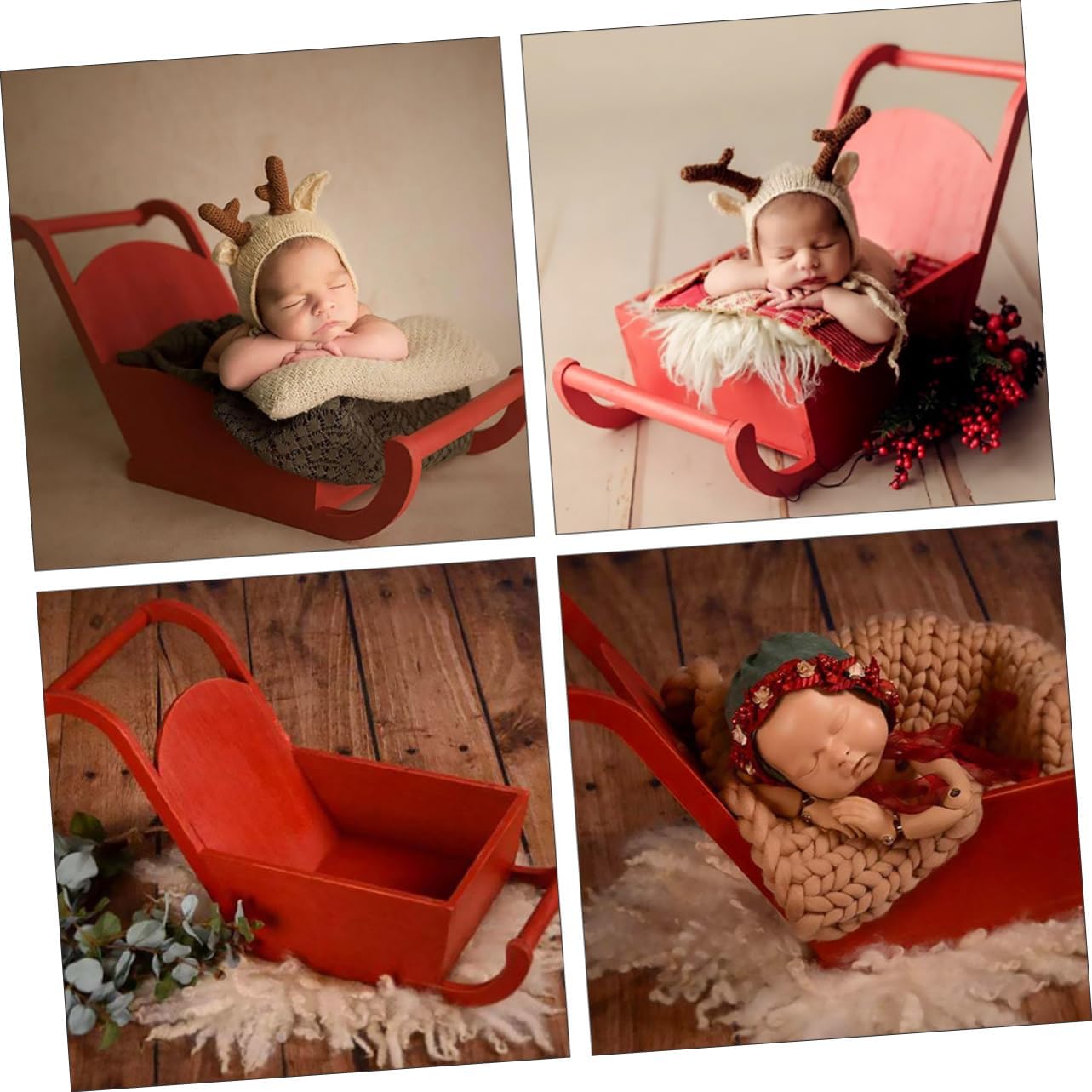 1pc Newborn Christmas Sled Prop Sleigh Photography Accessory for Photoshoots for Holiday Decor Posing Smooth Great Craftsmanship for Photographers