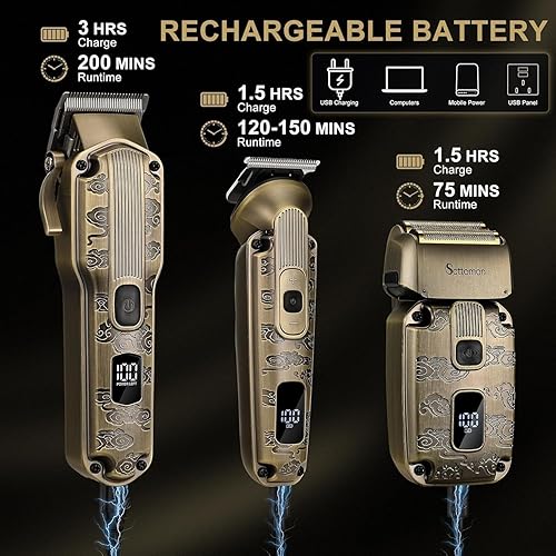 Miniatura 4 de Kit de recortadora de barba, juego de cortadora de pelo, afeitadora eléctrica profesional para hombres, máquina de cortar el pelo para peluquería y