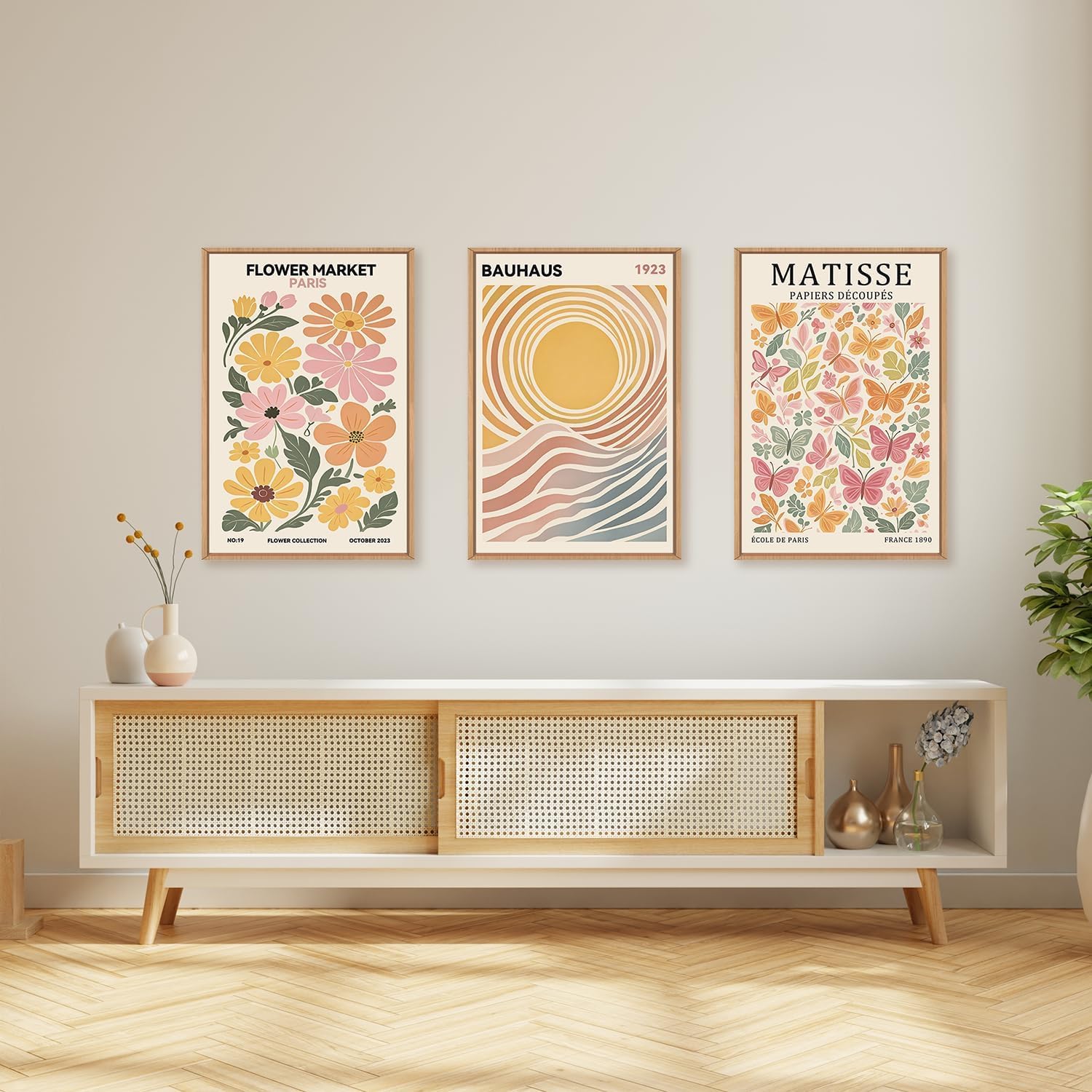 TOARTi Boho Flower Market Framed Canvas Wall Art Set, Matisse Floral Wall Decor, Abstract Botanical Wall Painting - Image 3