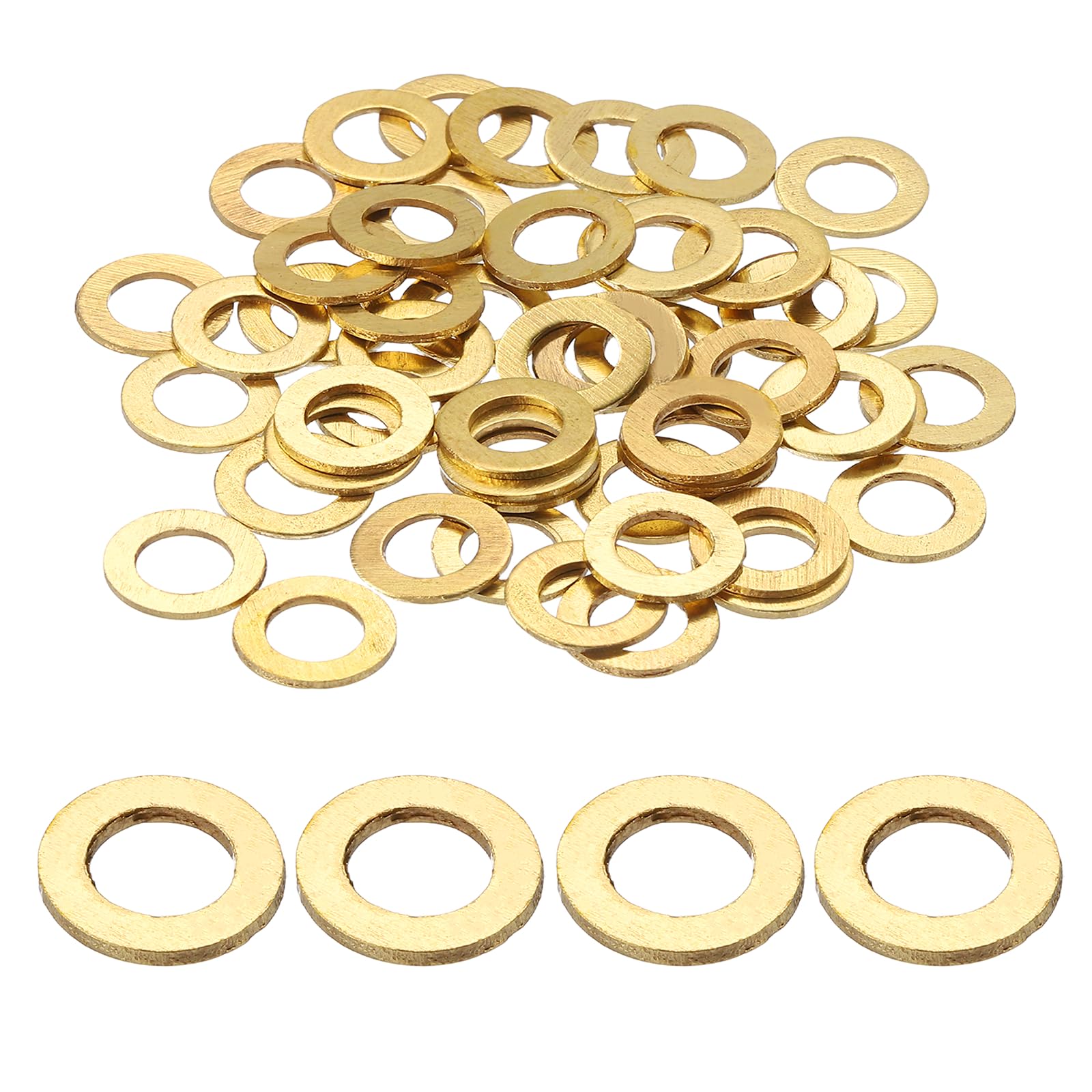 PATIKIL M5 Flat Washers, (9mm OD 0.8mm Thickness, Golden) (80 Pcs), Brass Metric Sealing Gasket Ring Crush Washer Spacers for Faucets/Garden/Bolts/Screws/Hose Pipe