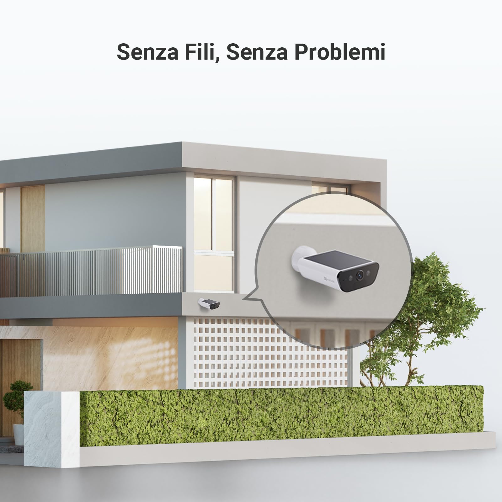 EZVIZ CB5 4K Telecamera Wi-Fi Esterno a Batteria Solare, 100% Senza Fili, Pannello Solare Integrato, Rilevamento di Persone/Veicoli, Visione Notturna a Colori, Audio Bidirezionale, Impermeabile IP65