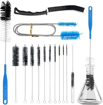 13Pcs Glass Cleaning Kit Tube Pipe Cleaners Straw Cleaner Brush - Reusable Handles Extra Long Bottle Brush & for Glass Water Stan-Ley Mugs 40,30,20 oz, for Sippy Cup, Water Bottle, Tubes Drains