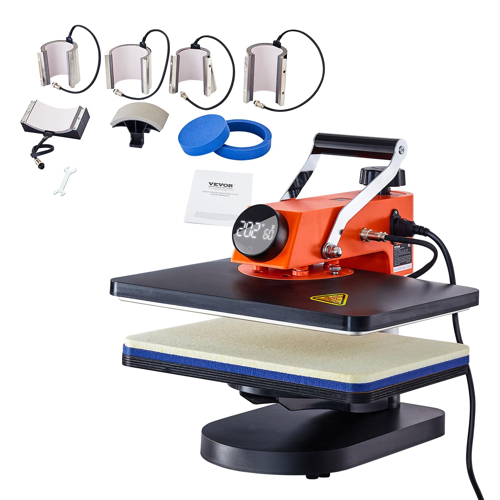 VEVOR Pressa di Calore 42 x 40 x 39 cm Macchina per Sublimazione 8 in 1 per Magliette/Cappelli/Tazze/Progetti di Trasferimento di Calore, Pressa di Calore Multifunzione Oscillante con Rotazione a 360°