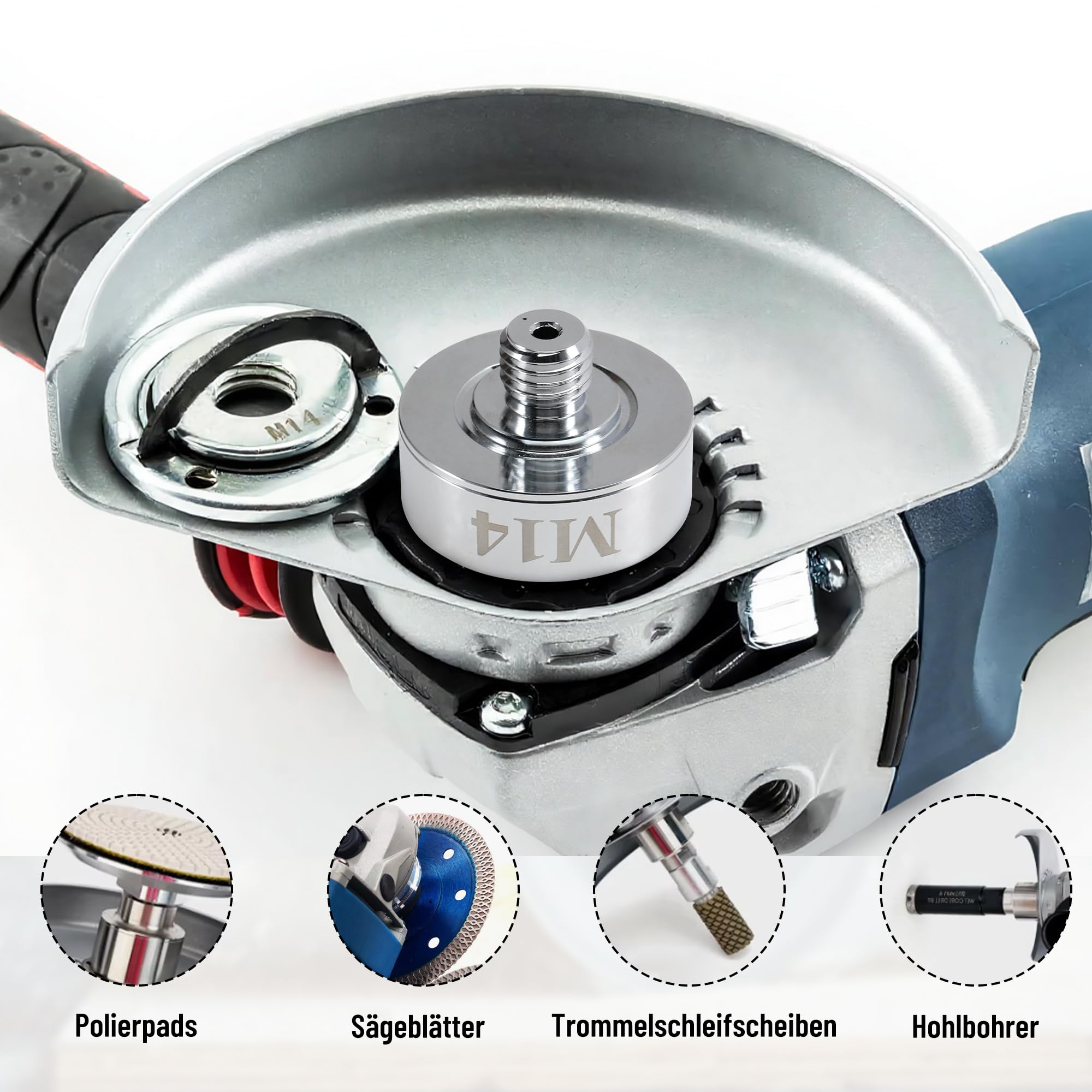 X-Lock Adaptateur vers M14, écrou à dégagement rapide M14 pour meuleuse d'angle modifiée avec écrou de verrouillage à bride M14 45 mm Adaptateur Xlock pour perceuse diamant meuleuse d'angle