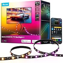 Govee Luci LED Retroilluminazione TV 2 Ritagliabili Su Misura, Striscia RGBWIC 5,6m per TV 32-86 Pollici, 210+ Scene, Sincrono Musica, App, Compatibile Matter, DIY
