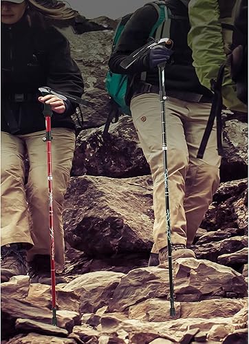 Miniatura 8 de Bastón de senderismo ajustable o bastón de senderismo fuerte ligero plegable aluminio rápido ajuste bloqueo para senderismo y camping