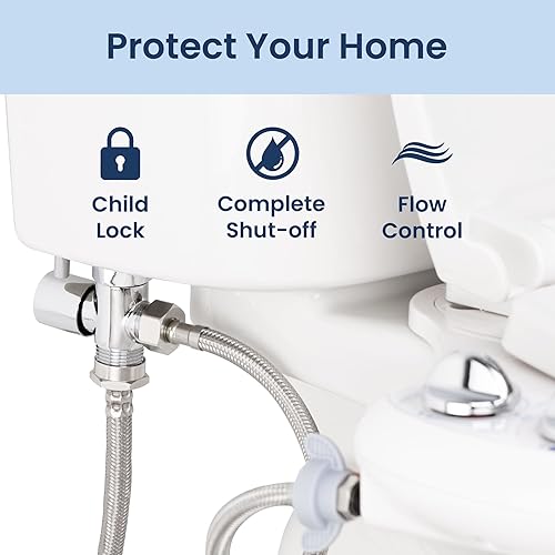 Vista 4 de Luxe Adaptador en T de metal con válvula de retención, conexión en T de 3 tomas, acabado chapado en cromo, para neobidés Luxe