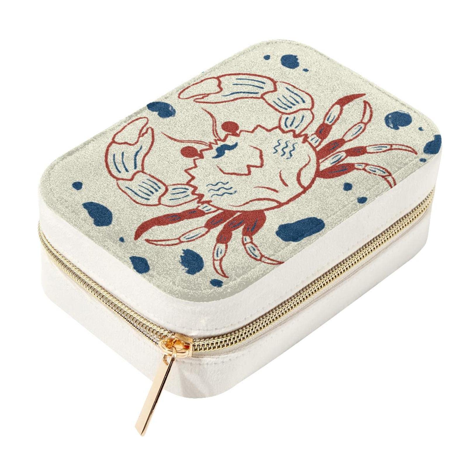 Boîte à bijoux crabe en velours pour voyage