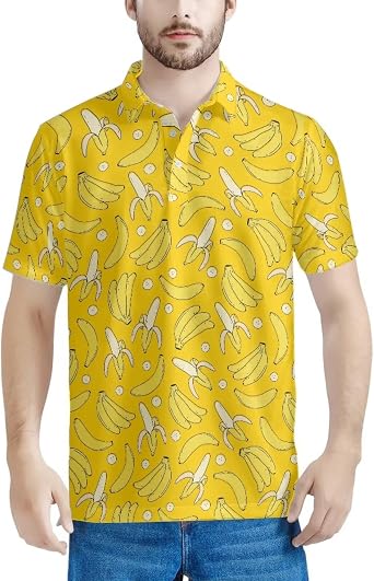 Printed Polo Shirt for Men Short Sleeve Summer Casual Classic 3-Button Golf Polo Shirts