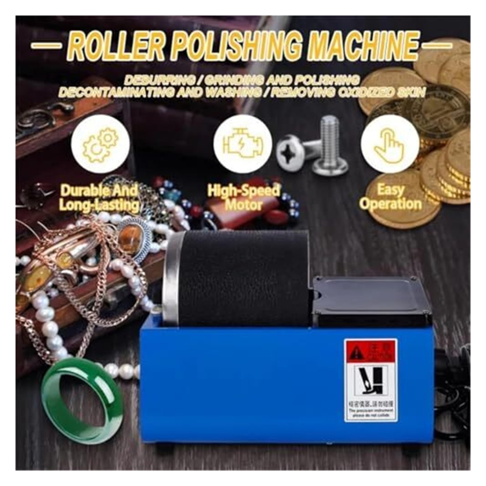 Edelstein-Poliermaschine, Mini-Rotationsbecher-Set for Erwachsene und Kinder, auslaufsicherer Gummizylinder