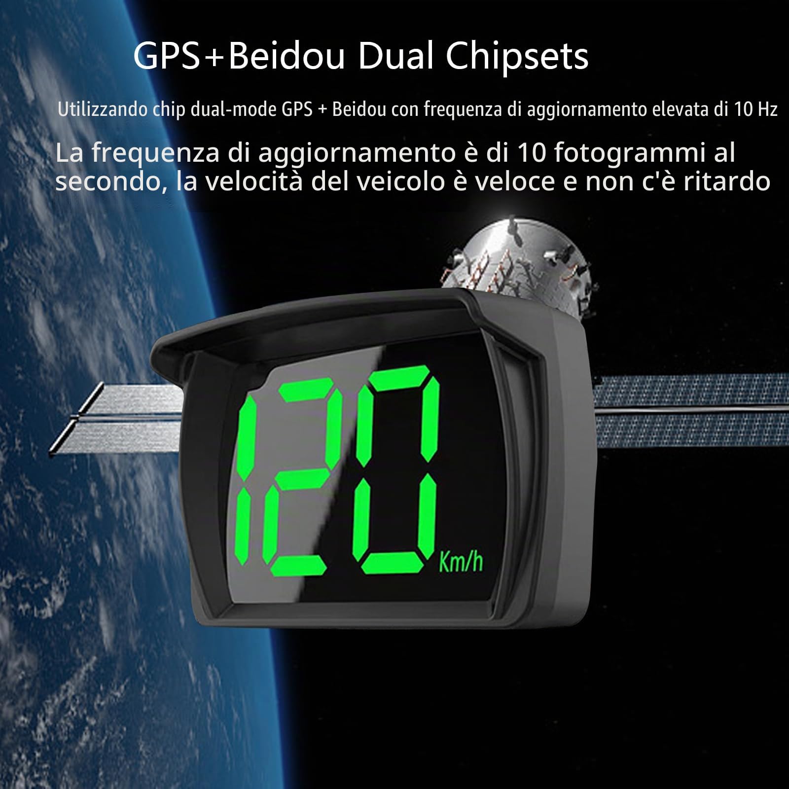 Sporgo Auto Display digitale HUD Head Up Display: tachimetro GPS auto 3,15 x 2,13 pollici, ruota tachimetro, computer da bicicletta con schermo LCD, tachimetro adatto a tutti i tipi di auto