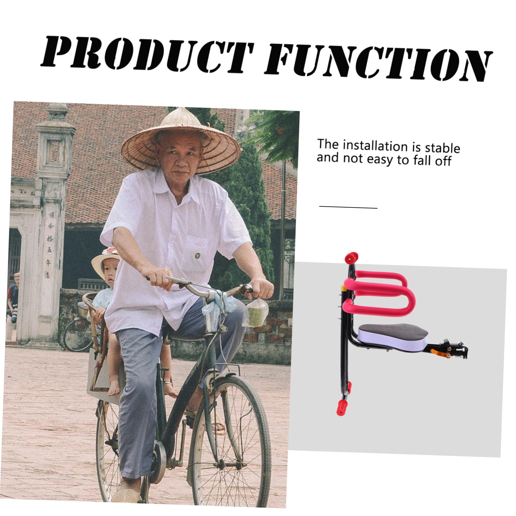 KOMBIUDA Sillín para Bicicleta Eléctrica Respaldo, Asiento Cómodo de Acero al Carbono y Espuma, Accesorio para Niños en Bicicleta