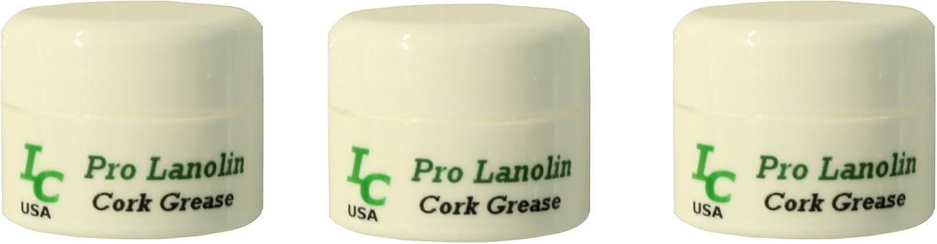 100% Lanolin Cork Grease 3 .25oz jars, for Saxophones, Clarinets, Oboes