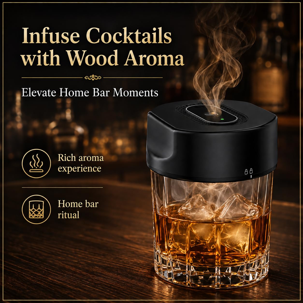 Ahumador De Whisky Eléctrico, Kit con 6 Maderas Y Elemento Calefactor