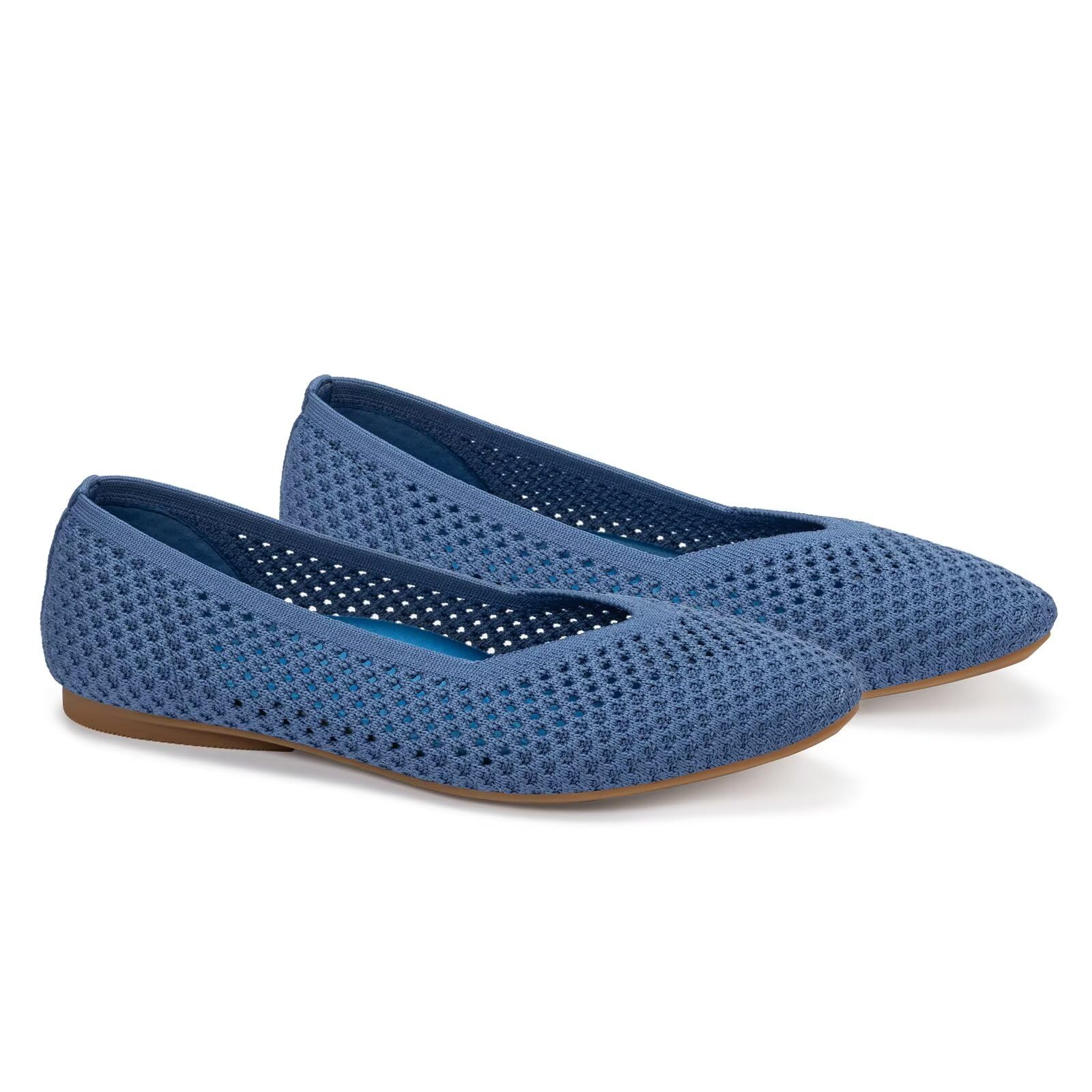 Frank Mully Flache Damen-Schuhe, quadratischer Zehenbereich, gestrickt, Netzstoff, mit Fußgewölbeunterstützung, waschbar, Ballettschuhe für die Arbeit