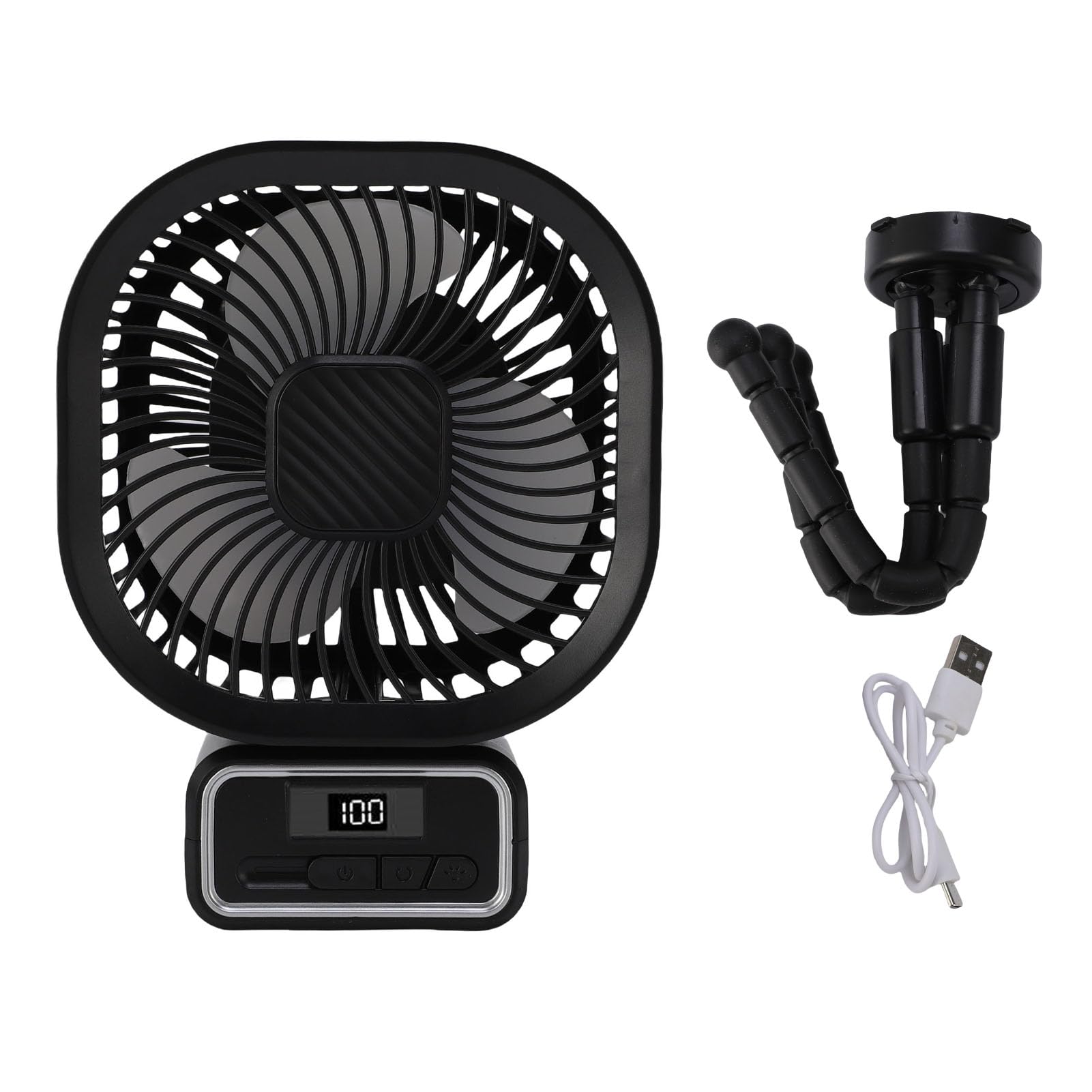 Ventilateur de Refroidissement pour Poussette, Trépied Flexible et Portable, avec Oscillation Automatique et Veilleuse, pour la Maison et le Camping, Matériau ABS