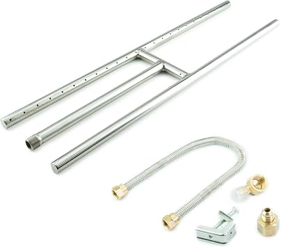 H-Burner for Fire Pits and Fireplaces | 24 Inch, Stainless Steel Burner | Includes Accessory Kit