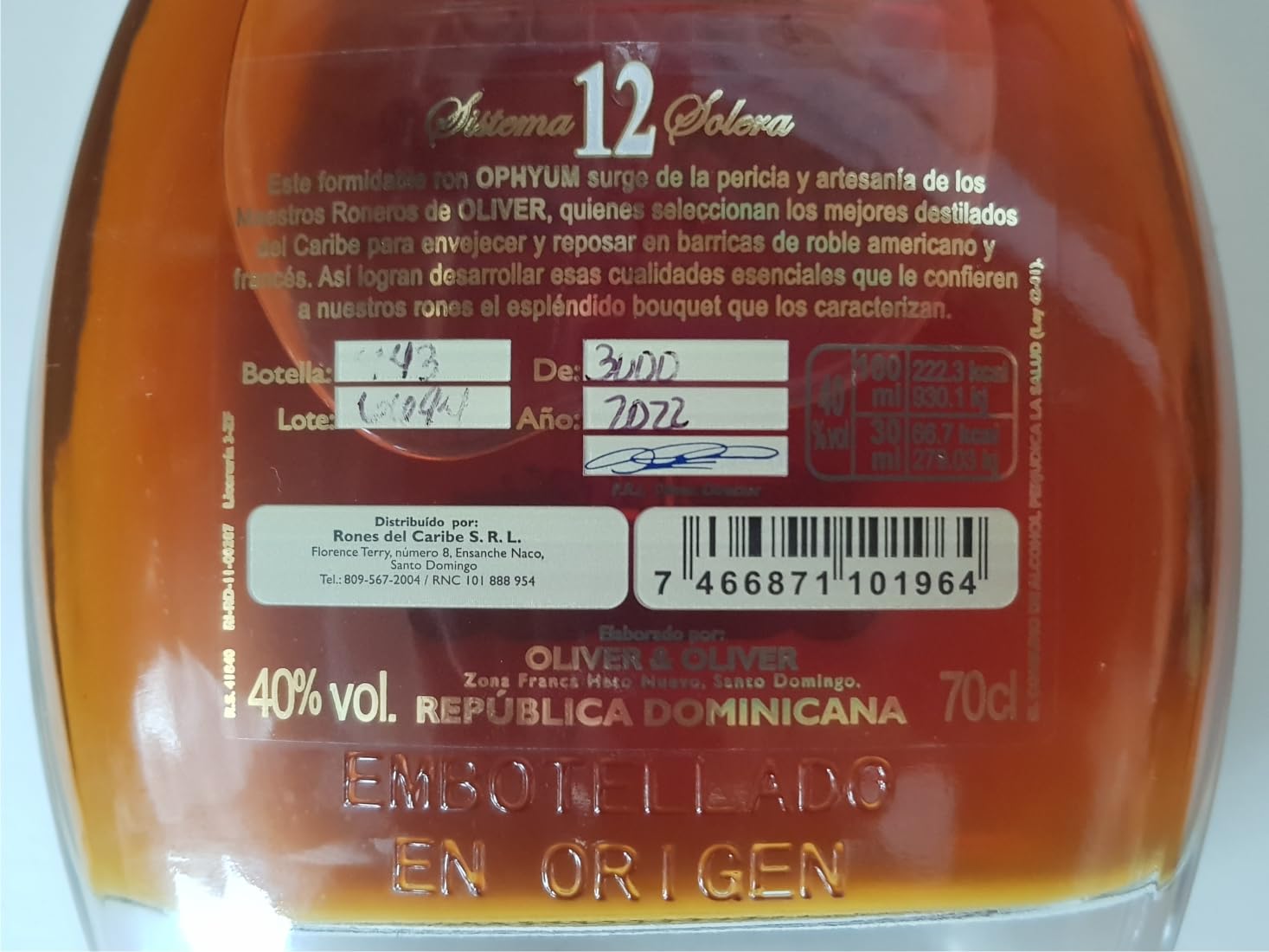 Ophyum 12 Metódo Solera Grand Premiere Rhum 40% Vol. 0,7l in Geschenkbox