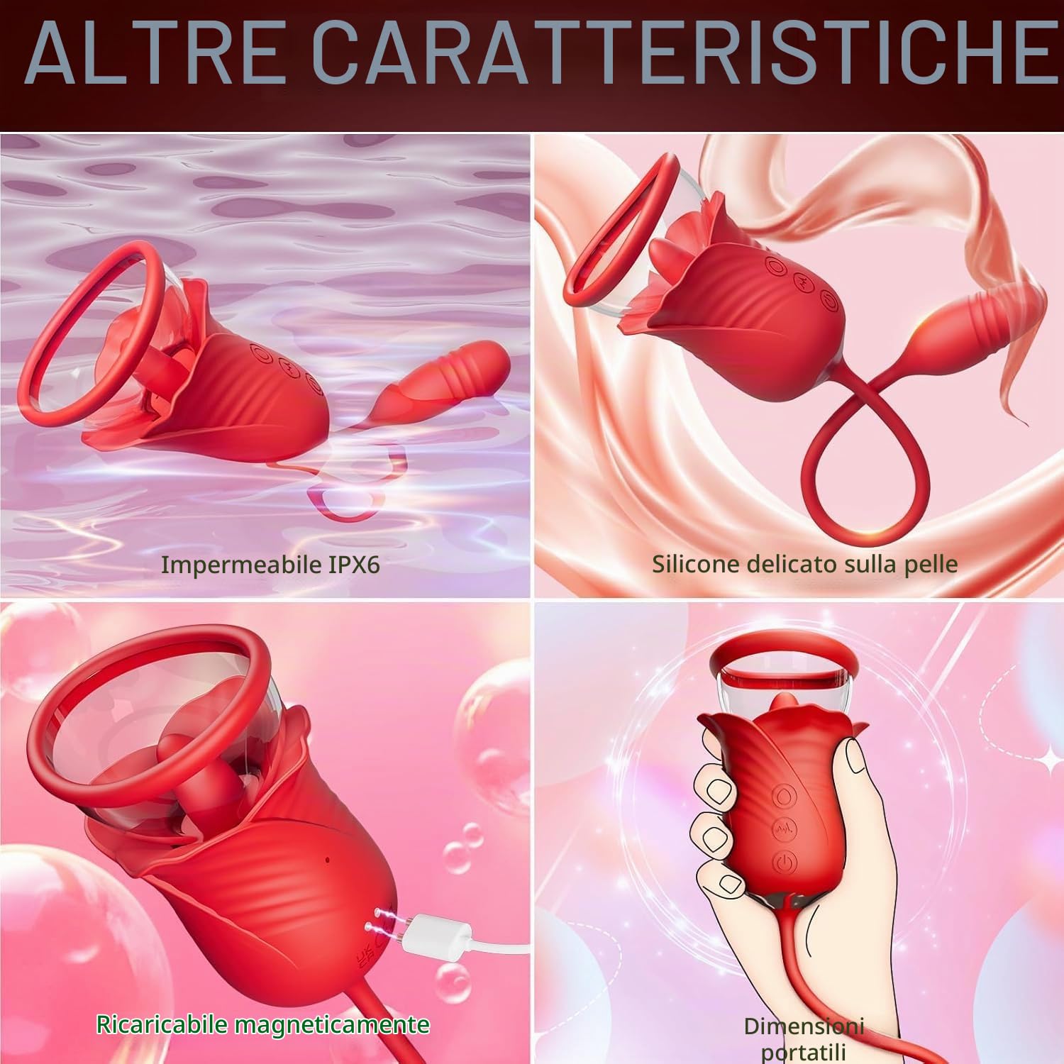 Vibratoreper Donna Dildo Vibratore Sex Toys Ventosa che il Clitoride Sessuale che lecca la Lingua Stimolazione Sessuale del Clitoride con 8 Aspirazioni 5 Modalità di lingua Sex Toy Vibratori Pinze