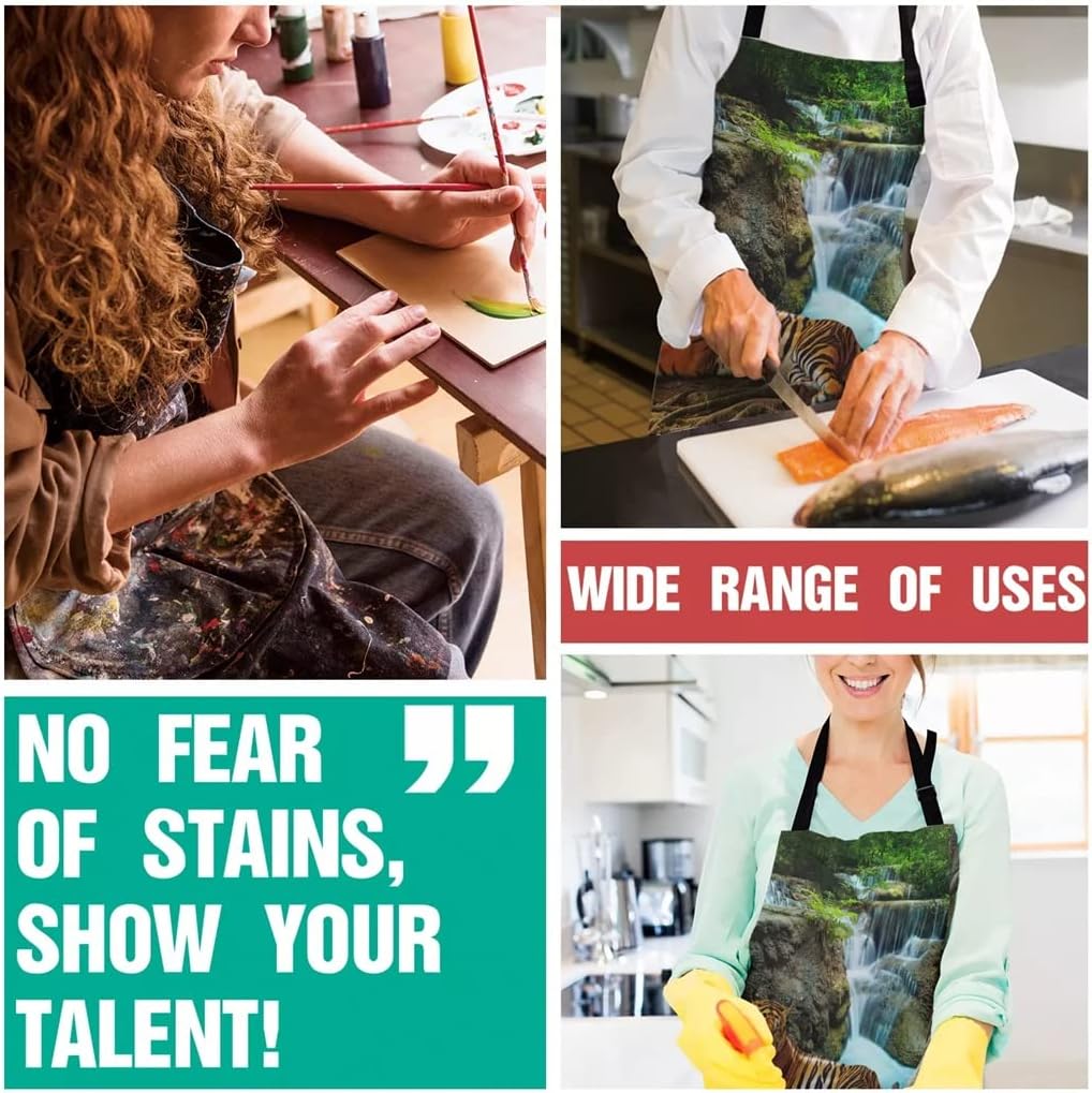 Printed Kitchen Cooking Baking Aprons Canvas Sleeveless for Women Man Kids Home
