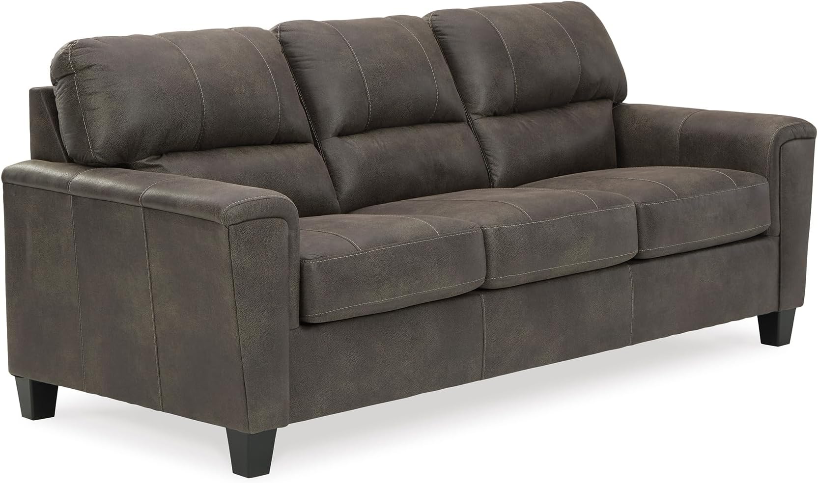 Navi Faux Leather Modern Sofa, Gray