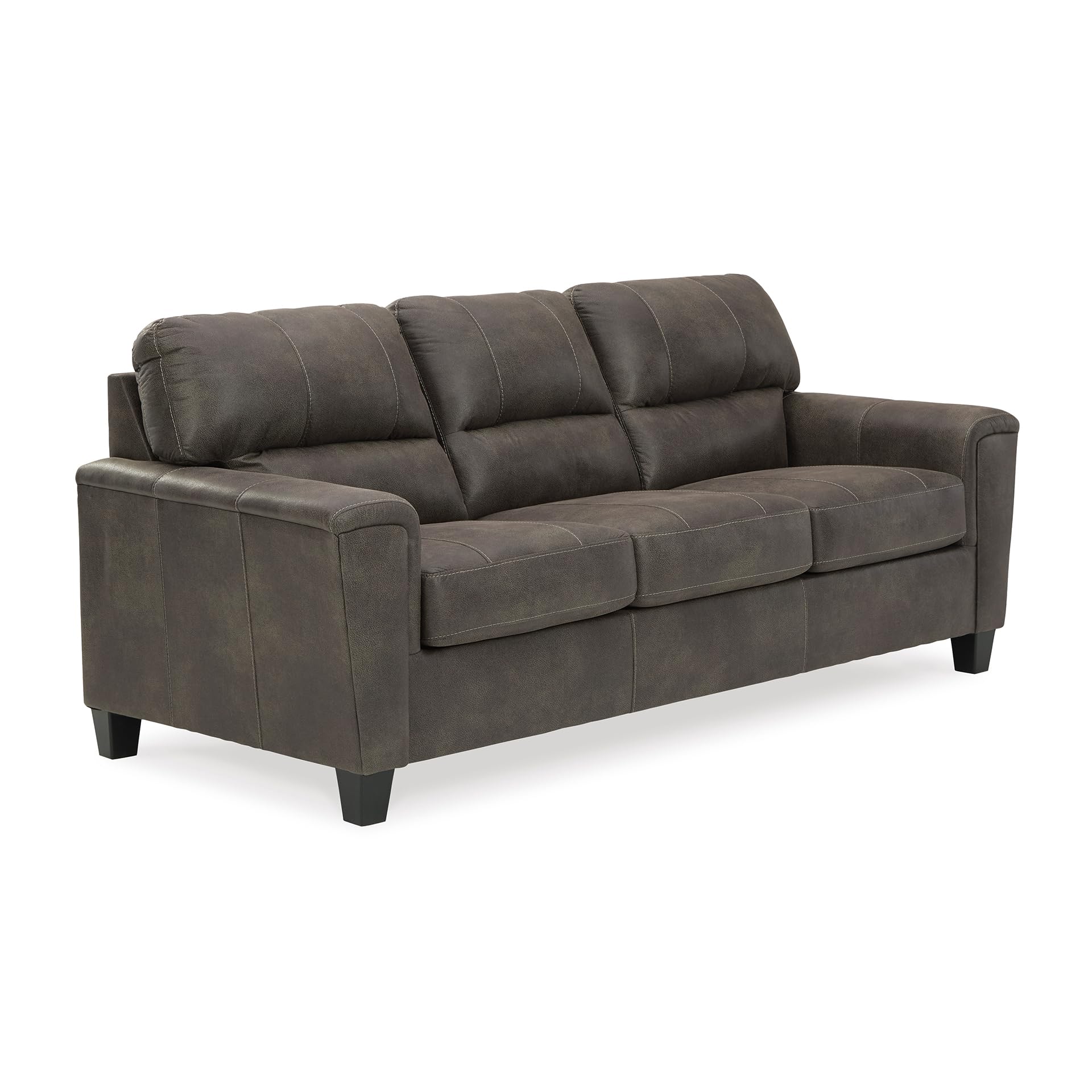 Signature Design by Ashley Navi Faux Leather Modern Sofa, Gray